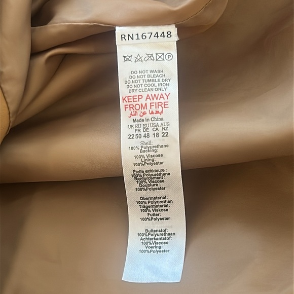 Pretty Little Thing Plus Faux Leather Statement Buckle Trench Coat Tan Size 18 - Picture 17 of 17